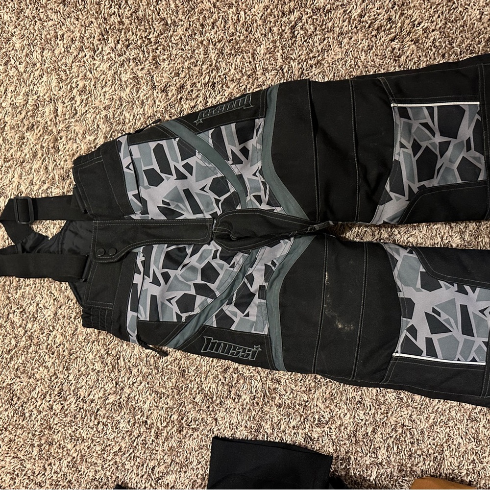 Black and Gray Patterned Overalls
